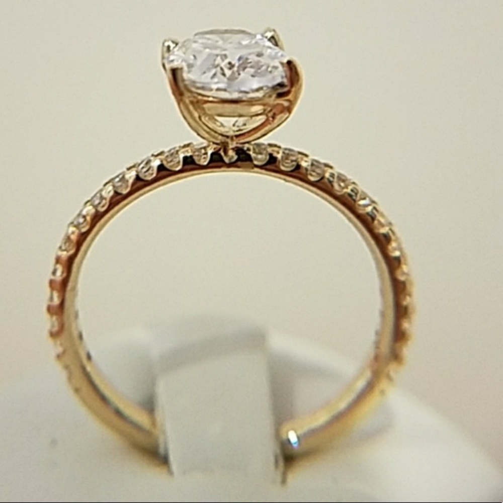 Dainty 14k Yellow Gold 3ct Oval Engagement Ring - Picture 9 of 9